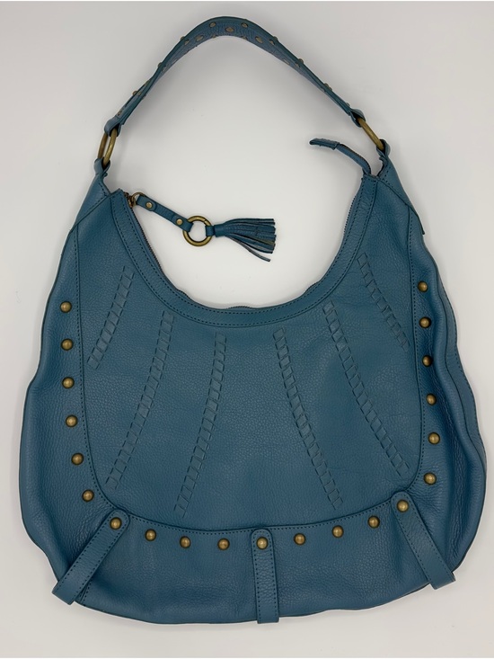 Fossil Handbags - Fossil Blue Leather Shoulder Bag Purse Boho Metal Accents SHB1529